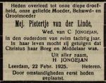 Linden van der Pietertje 1844-1925 NBC-03-03-1925 (rouwadvertentie).jpg